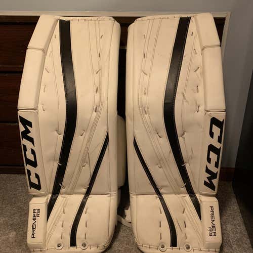 White Intermediate 32" CCM Premier R1.9  Goalie Leg Pads