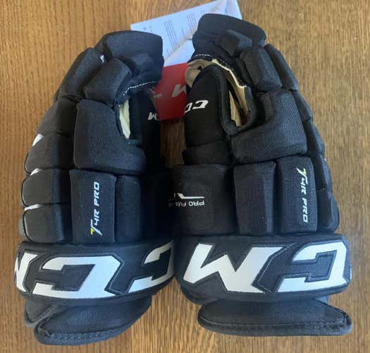 Black Senior New CCM Tacks 4 Roll Pro Gloves 13" Pro Stock