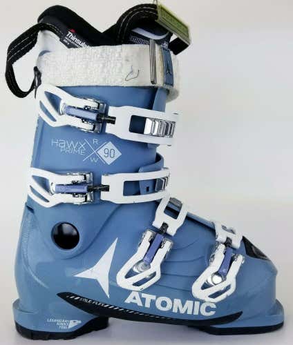 High End $400 Womens Atomic Hawk Prime RW 90 Ski Boots Ladies Sky Light Blue