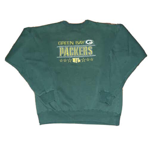 Vintage 90s Green Bay Packers Crewneck Sweatshirt Size L/XL Embroidered Majestic