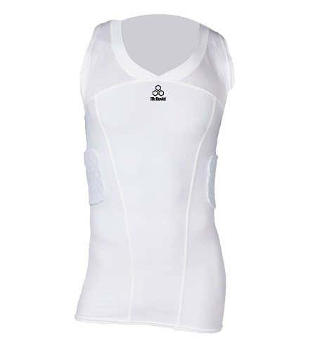 McDavid HexPad V-Neck Body Shirt, Football, White, Men's XL