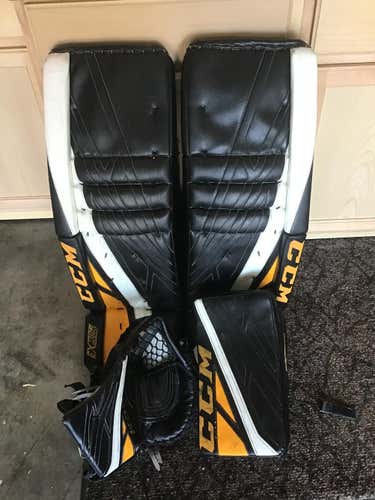 Black Used Senior 34 +1.5  CCM Regular Extreme Flex 4 Goalie Full Set  Canadian Made Pro Stock