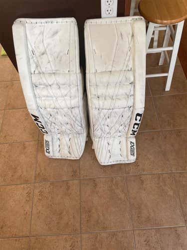 White Used 34" CCM Extreme Flex lll Goalie Leg Pads
