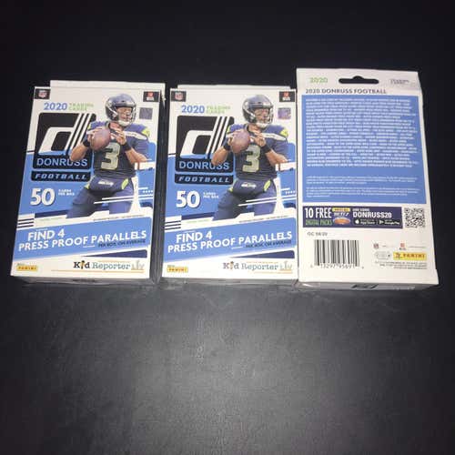 Lot Of 3 2020 Donruss Panini NFL Football Hanger Box Football Cards
