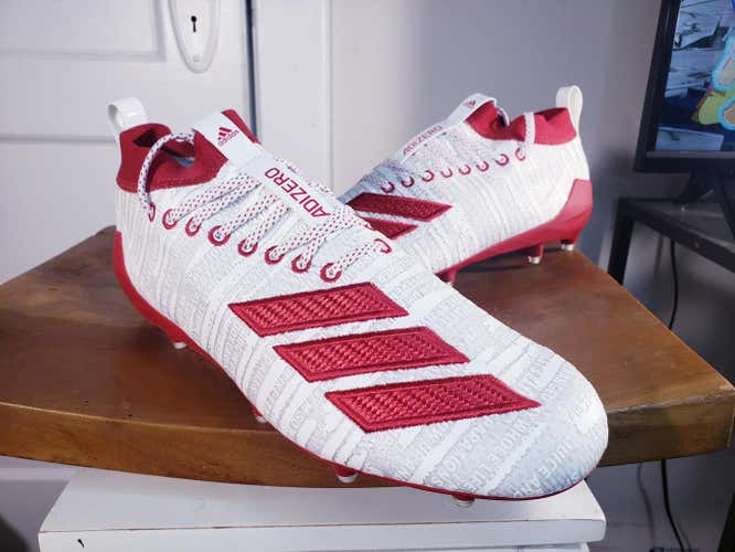 Adidas Adizero 8.0 Football Cleats 3-Stripe Life White Red G27958 Mens Size 11.5