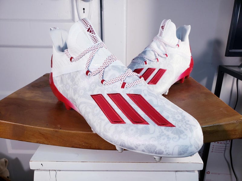 Adidas Adizero New Reign Young King Football Cleats FU6708 Floral RED Size 11.5