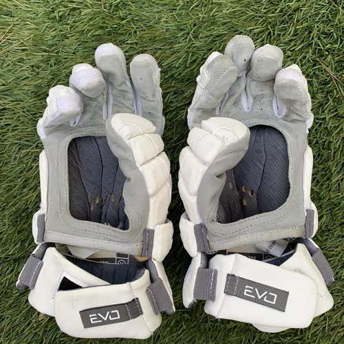 White Used Player's Warrior EVO QX 13" Lacrosse Gloves