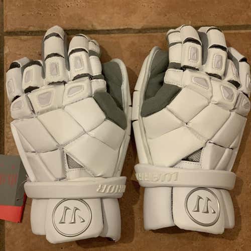 White New Goalie Warrior Nemesis Pro 13" Lacrosse Gloves