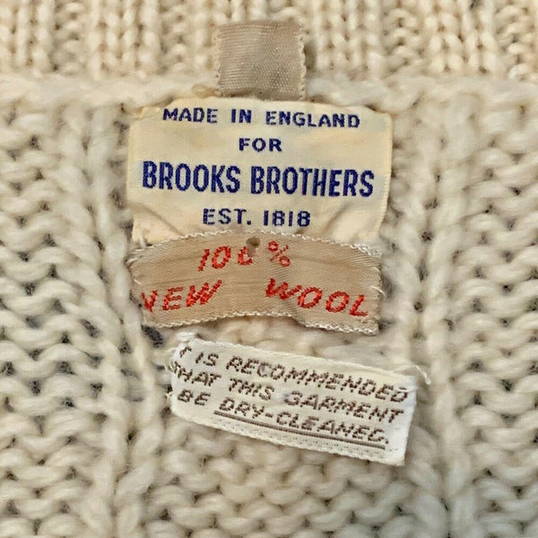 Brooks Brothers VNeck Sweater Adult S Beige Blue Vintage 80s USA