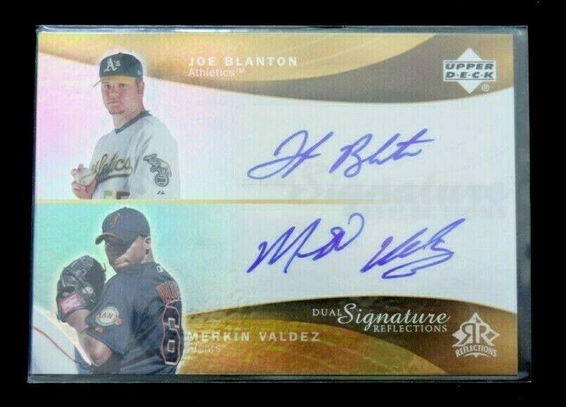 Autographed Joe Blanton & Merkin Valdez Upper Deck Baseball Card