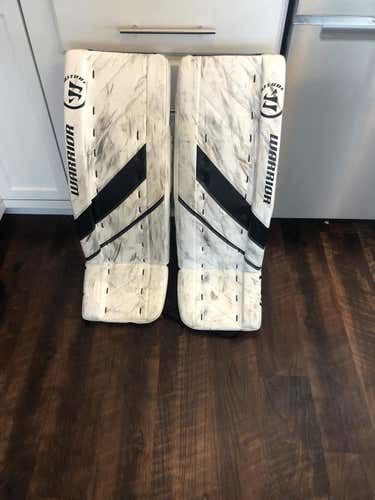 White and Black Used Senior 33" Warrior Ritual G4 Goalie Leg Pads