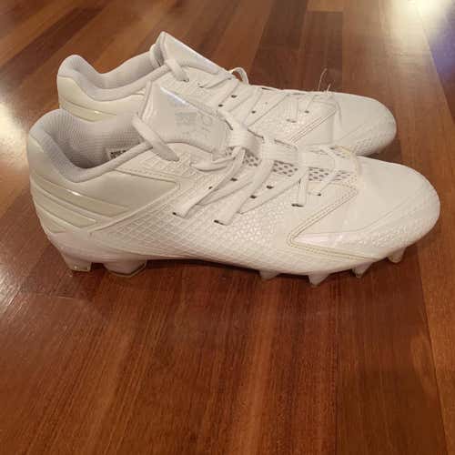 White Adidas Men's Molded Lacrosse Cleats Low Cut Size 10 D1 Team Issued