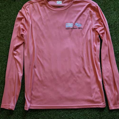 Men’s Medium SPF 50 Performance Material Rashguard Surf Swim Shirt Orange Florida