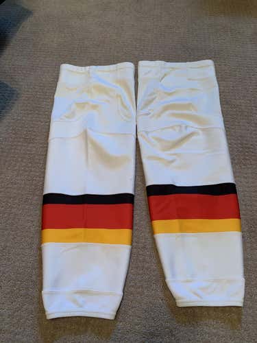 Calgary Flames White Used Senior XL Reebok Socks Pro Stock