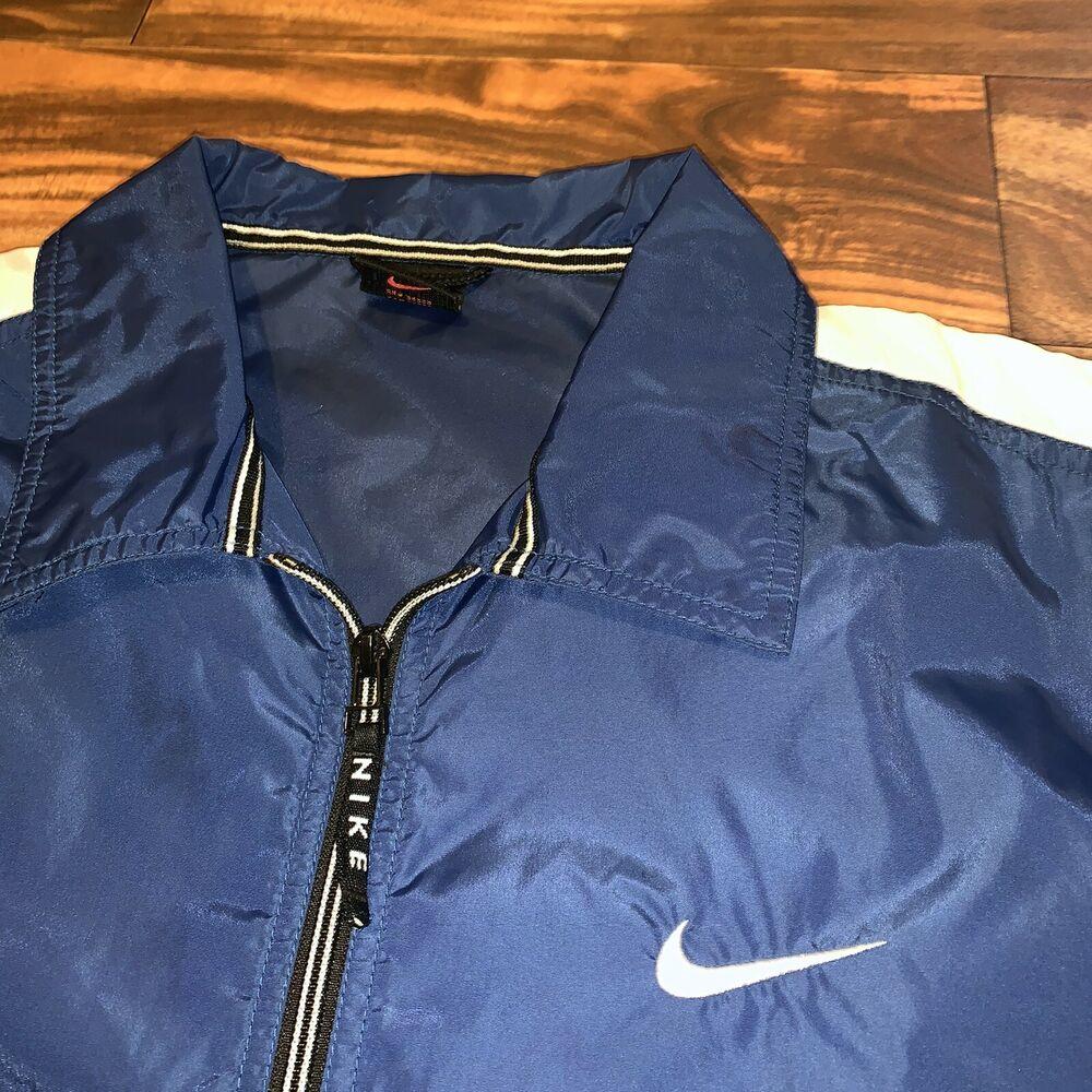 Vintage Nike Blue Windbreaker Full Zip Jacket Size Large/XL Zip Pockets