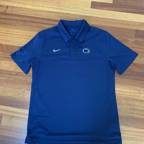 Penn State Men’s Lacrosse Team Issued Navy Blue Nittany Lion Nike Dri Fit Polo Men’s Large