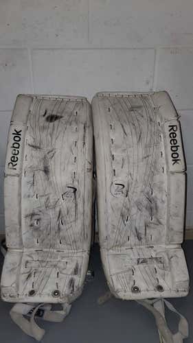 White Used 26" Reebok Premier 4 14K Goalie Leg Pads