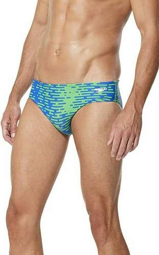Speedo Men's Swimsuit Brief ProLT Printed Team Colors Blue/Green 34