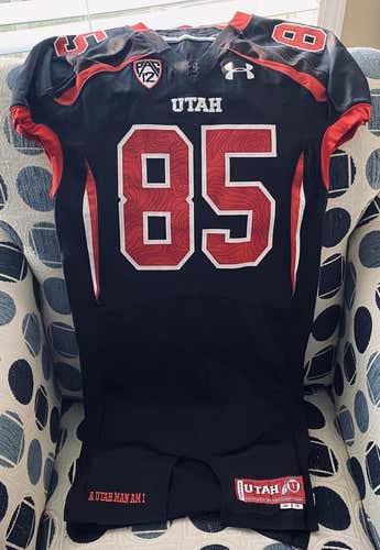 Utah Utes NCAA Under Armour 2013 Utes PAC-12 Blackout Game Worn Football Jersey