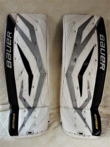 Bauer Supreme TotalOne Goalie Leg Pads 35+1 White/Silver/Black Used
