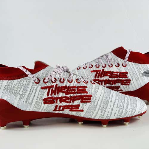 Adidas Adizero 8.0 Football Cleats 3-Stripe Life White Red G27958 Mens Size 12
