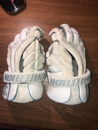 White Used Player's Warrior Evo 13" Lacrosse Gloves