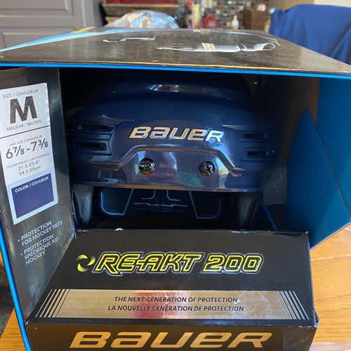 Blue Used Medium Bauer Re-Akt 200  Helmet