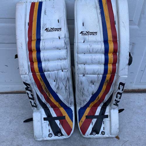 White Senior 34" CCM Retro Flex  Goalie Leg Pads