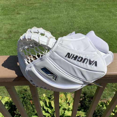 NEW All White Vaughn Velocity VE9 Catching Glove & V Pro Elite 2 Blocker Senior Regular WOW