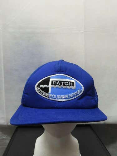 VTG Patch Rubber Blue Roanoke Rapids North Carolina Mesh Trucker Snapback Hat