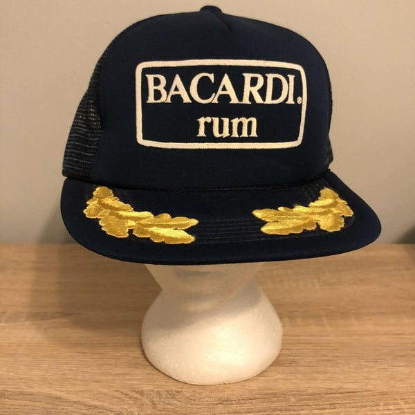 Bacardi Rum Mesh Trucker Hat Snapback Cap Blue Alcohol Drinking Vintage 90s USA