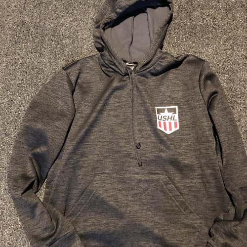 New USHL Hockey Charcoal Gray Men's Large Hoodie Hooded Sweatshirt