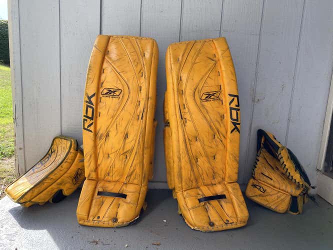 Yellow Used Senior 33+1" Reebok PII Goalie Pad Set