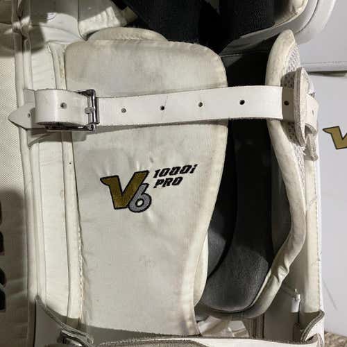 White Intermediate 28" Vaughn Velocity V6 Goalie Leg Pads