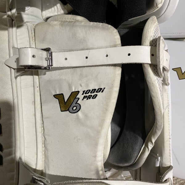 White Intermediate 28" Vaughn Velocity V6 Goalie Leg Pads