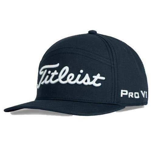 Titleist Tour Split Panel Legacy Flat Bill Golf Hat Cap Navy/White NEW #34455