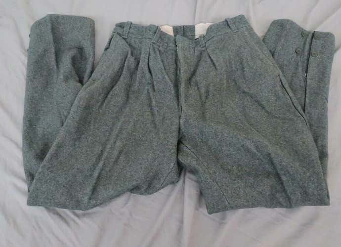 Vintage Warm 100% Wool Gray Military Surplus Pants  25" Waist x 40" Total Length