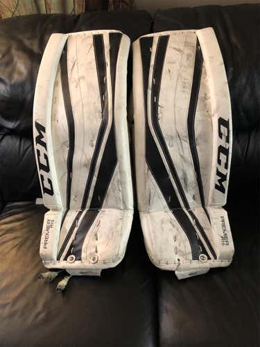 White Junior 30" CCM Premier R1.5 Goalie Leg Pads