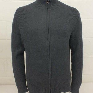 Calvin Klein Gray 100% Cotton Zip-Front Sweater Men's XL EXCELLENT Fast Shipping