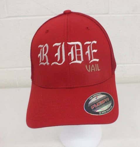 Ride Vail Yupoong Red Mesh Trucker-Style Flex-Fit Baseball Cap NEW LOOK