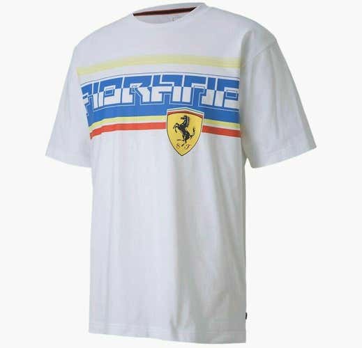 NWT $55 Puma mens M/medium Scuderia Ferrari Street T-Shirt White 596139 05
