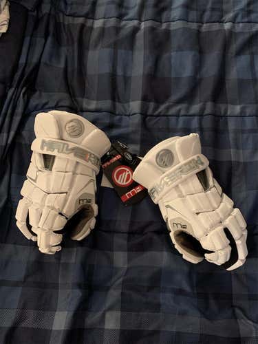 White New Player's Maverik M4 13" Lacrosse Gloves