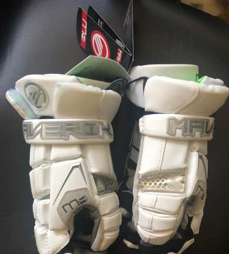 White New Player's Maverik M4 12" Lacrosse Gloves LAX Nwt Medium
