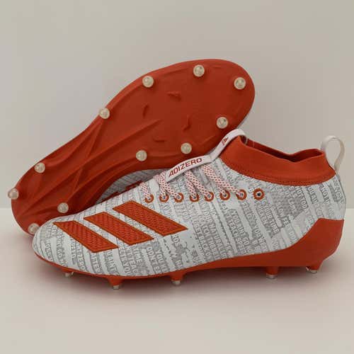 NEW! Size 10 Adizero 8.0 Three Stripe Life White/Orange Lacrosse/Football Cleats