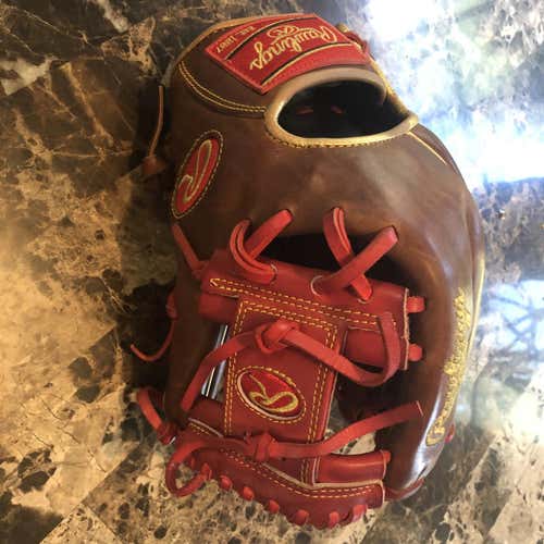 Brown Used Adult Rawlings Right Hand Throw Infield Heart of the Hide Baseball Glove 11.5"