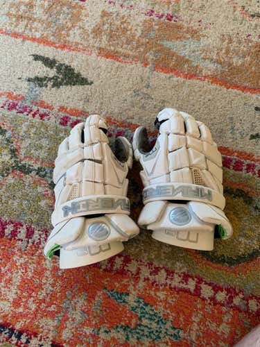 White Used Player's Maverik M4 13" Lacrosse Gloves