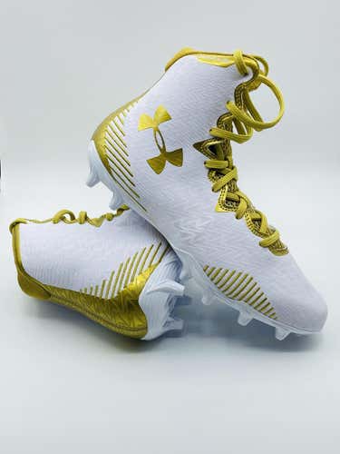 New Women's Adult Sz 7.5 Under Armour Highlight Lacrosse Cleat White/Gold