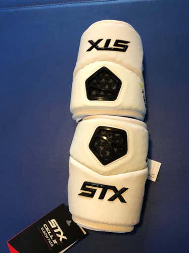 New Small STX Cell IV Arm Pads Lax Lacrosse white NWT Elbow Caps
