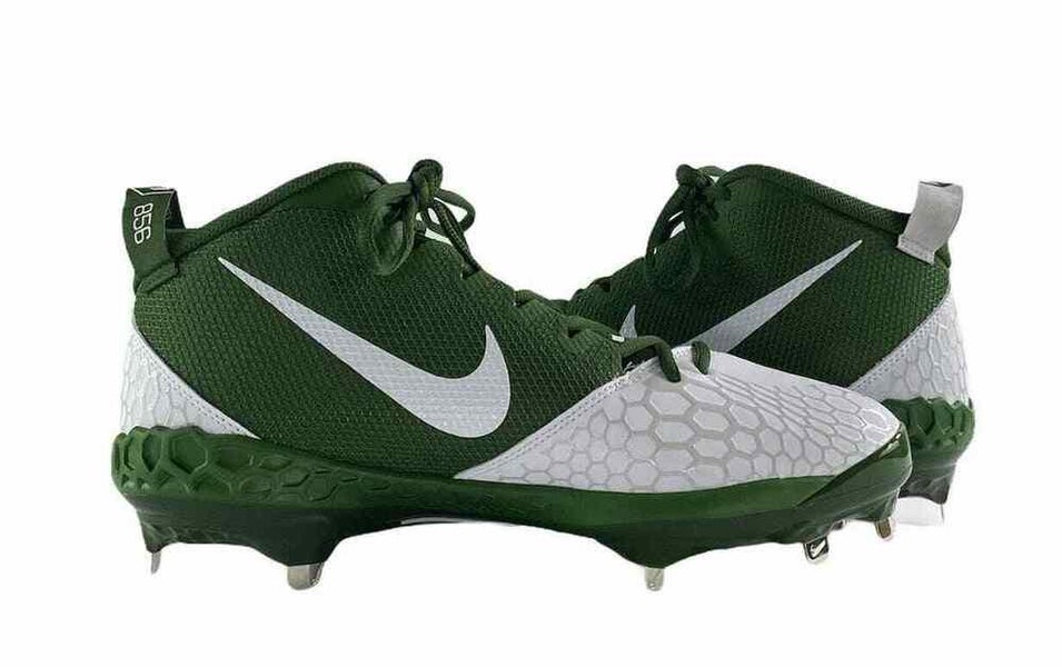 Nike Force Zoom Trout 5 White Green Metal Baseball Cleats AH3372