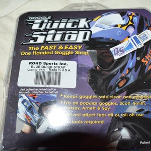 Goggle Quick Straps, Blue - keeps goggles on your helmet and accessible - NEW